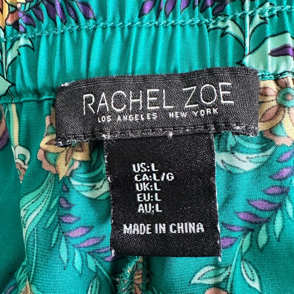 Rachel Zoe Teal and Purple Floral Wide Leg Pants - Picture 5 of 6